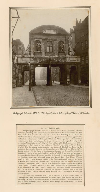 Temple Bar, London, Foto tatt i 1878 av English School