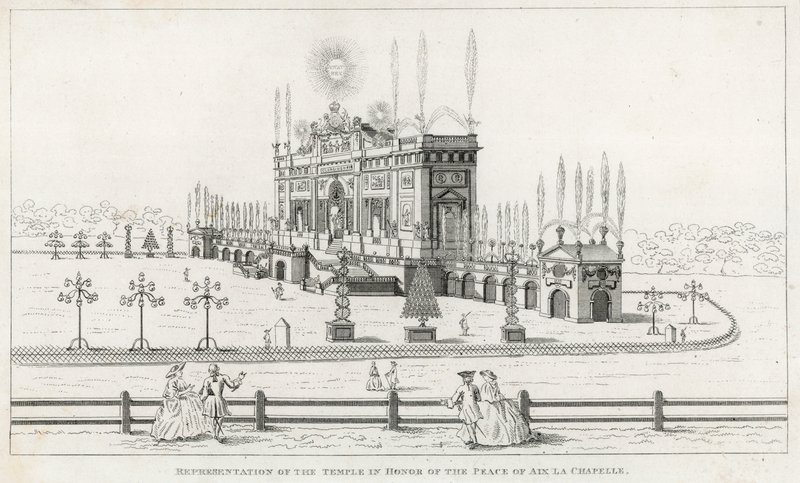 Tempel til ære for freden i Aix la Chapelle 1749 av English School