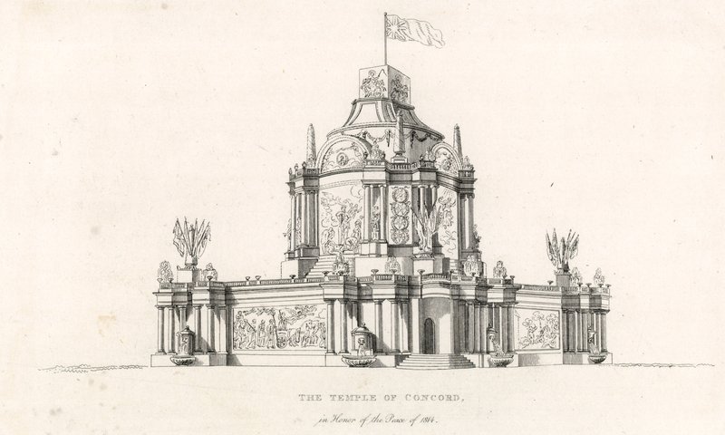 Temple of Concord for å feire freden i 1814 av English School