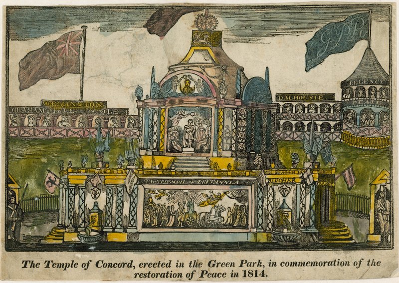 Temple of Concord for å feire freden i 1814 av English School