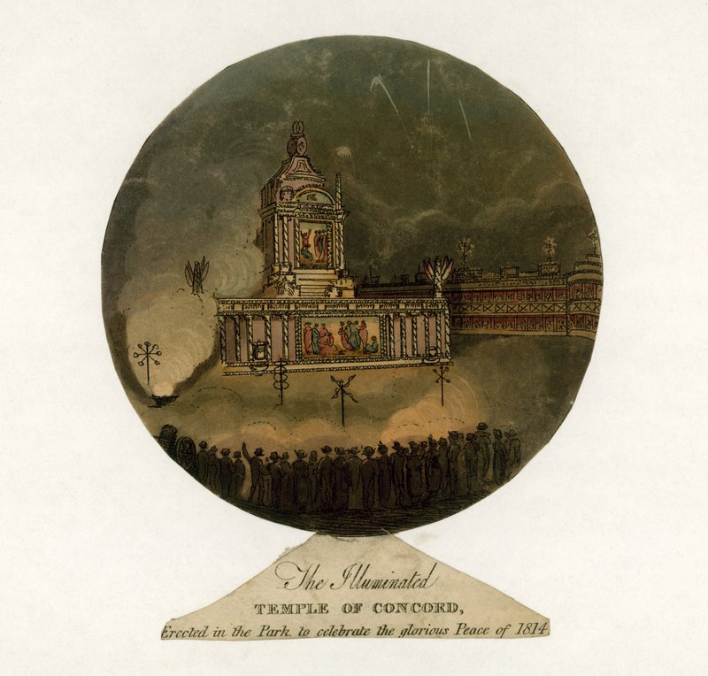 Temple of Concord for å feire freden i 1814 av English School
