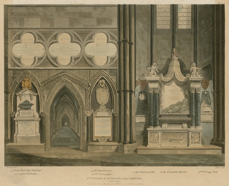 Tiende vindu og inngang til Cloister, North Aisle, Westminster Abbey, London av English School