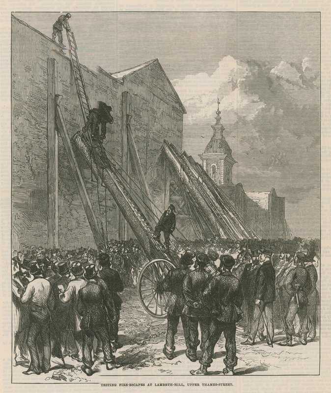 Tester branntrapper ved Lambeth Hill, Upper Thames Street av English School