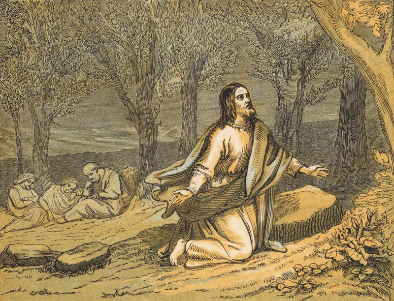 The Agony in the Garden (farget gravering) av English School