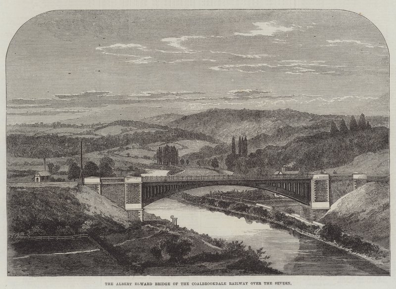 Albert Edward Bridge of the Coalbrookdale Railway over Severn (gravering) av English School