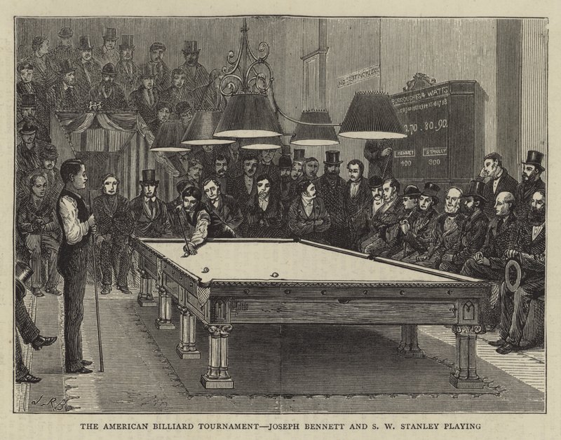 The American Billiard Tournament, Joseph Bennett og SW Stanley spiller (gravering) av English School