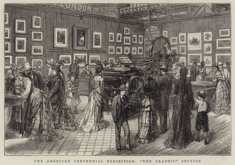 The American Centennial Exhibition, "The Graphic"-seksjonen (gravering) av English School
