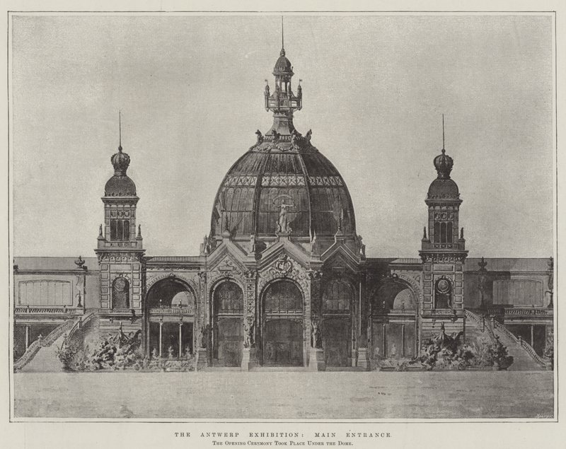 Antwerpen-utstillingen, hovedinngang (gravering) av English School