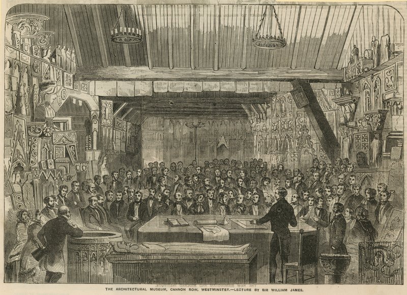 The Architectural Museum, Cannon Row, Westminster - foredrag av Sir William James av English School