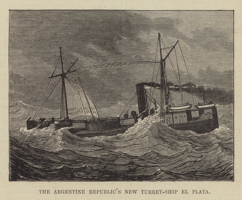 Den argentinske republikkens nye turret-skip el Plata (gravering) av English School