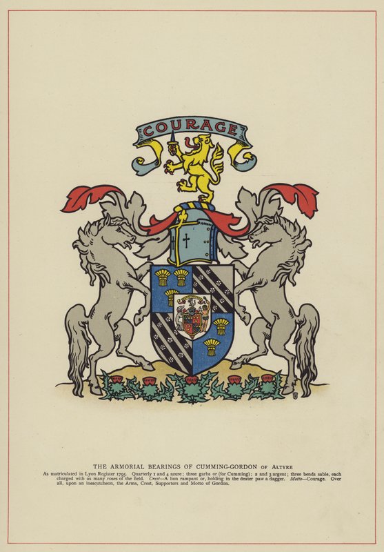 The Armorial Bearings of Cumming-Gordon of Altyre (farge litho) av English School