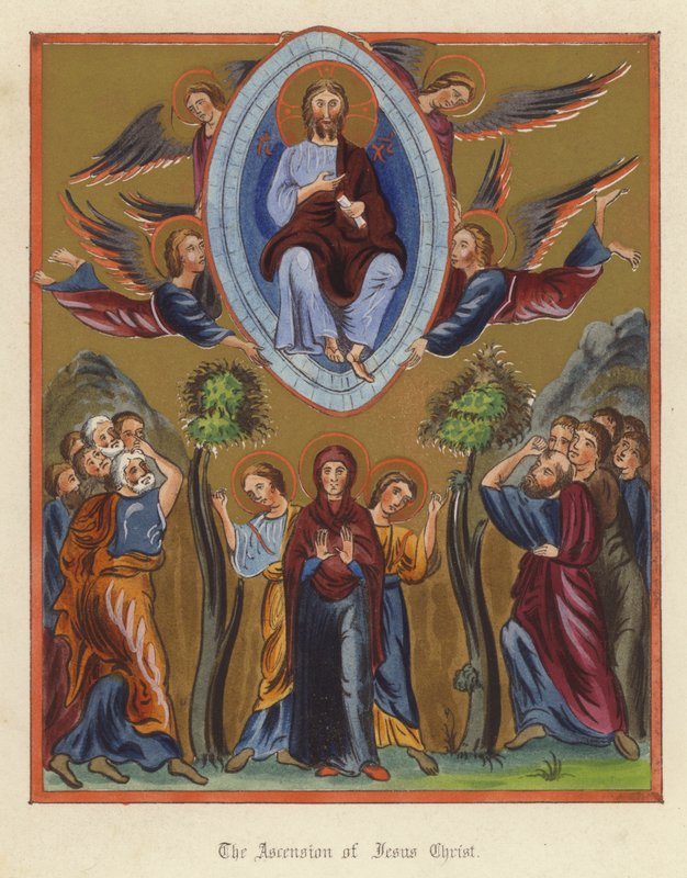 Jesu Kristi himmelfart (farge litho) av English School