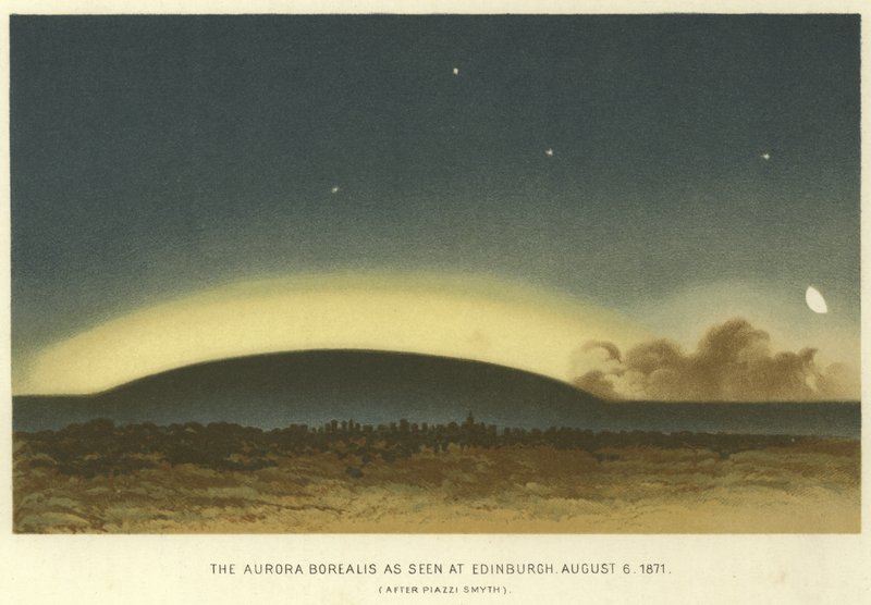 Aurora Borealis sett i Edinburgh, 6. august 1871 av English School