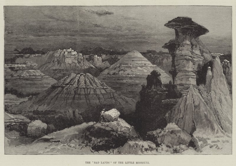 The "Bad Lands" of the Little Missouri (gravering) av English School