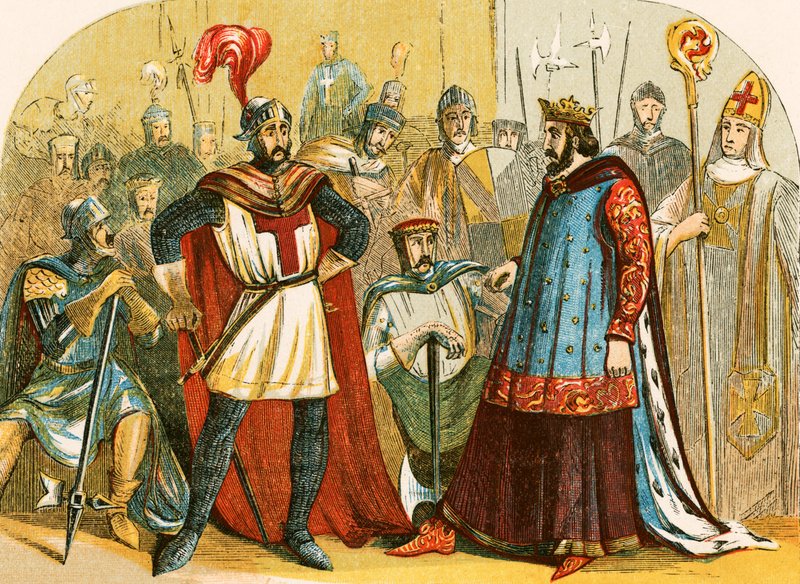 Baronene deltar i parlamentet kalt av Henry III av English School
