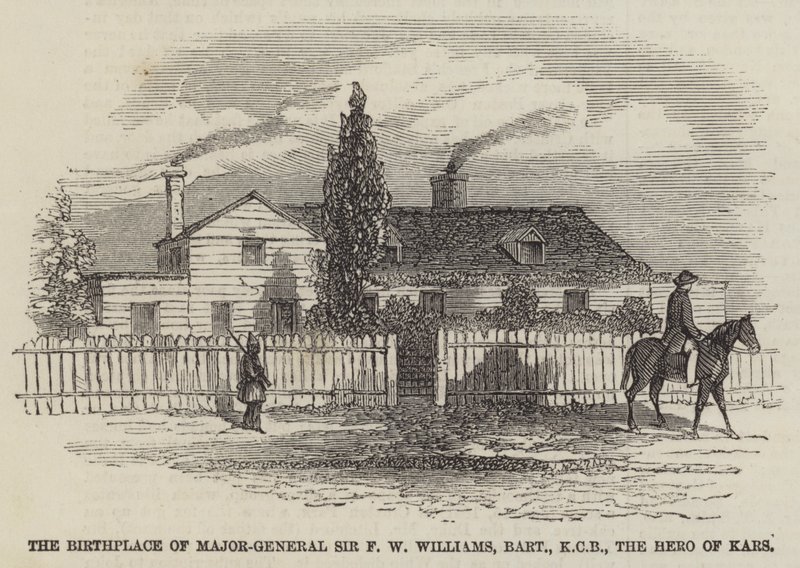 Fødestedet til generalmajor Sir F W Williams, Baronet, KCB, Helten til Kars (gravering) av English School