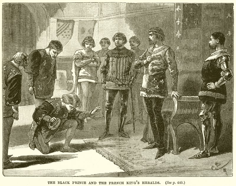 The Black Prince and the French Kings Heralds av English School