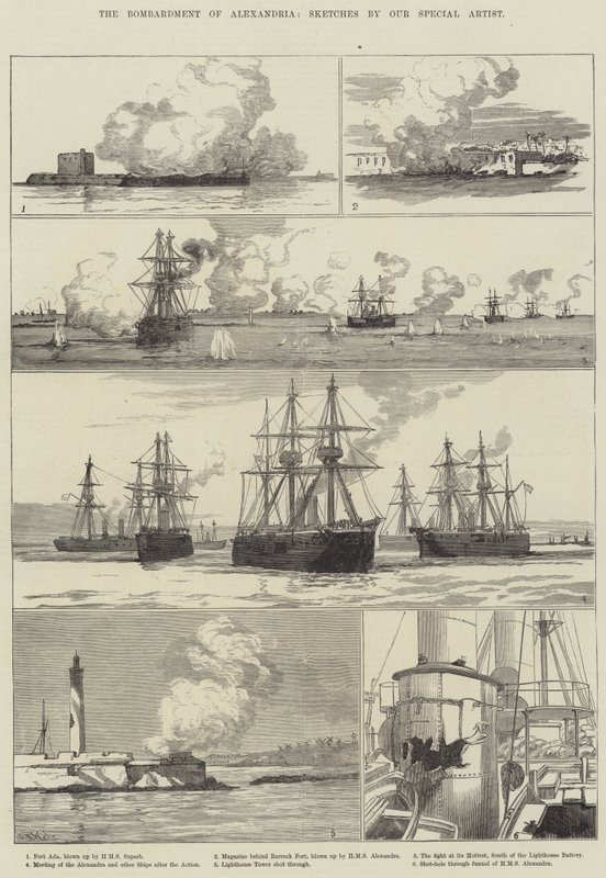 Bombardementet av Alexandria (gravering) av English School