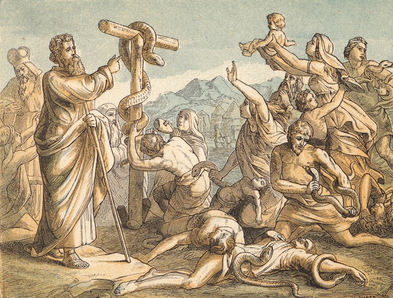 The Brazen Serpent (farget gravering) av English School