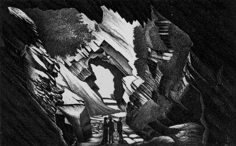 The Briary Cave, Watermouth (litho) av English School