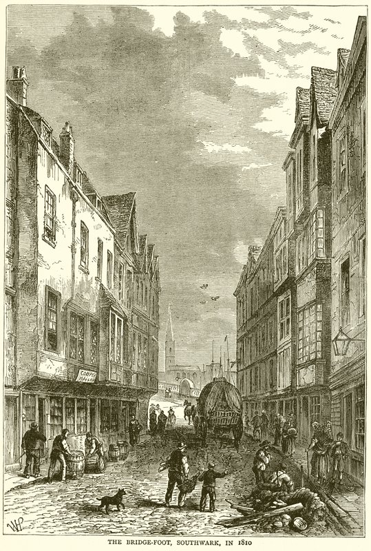 The Bridge-Foot, Southwark, i 1810 av English School