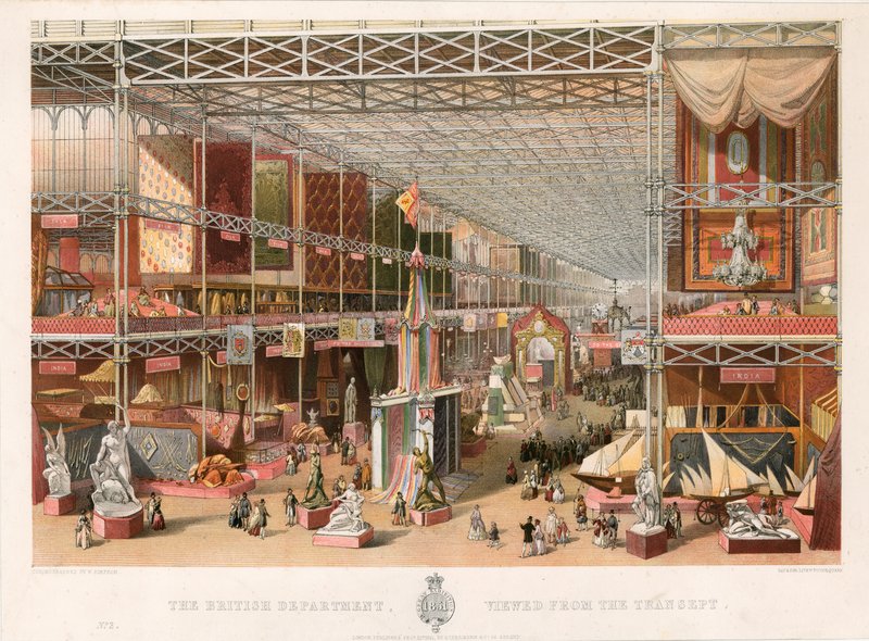 Den britiske avdelingen, sett fra transeptet, Great Exhibition, 1851 av English School