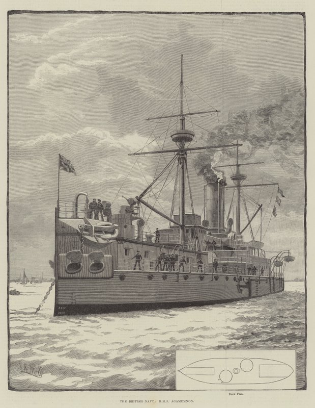 Den britiske marinen, HMS Agamemnon (gravering) av English School