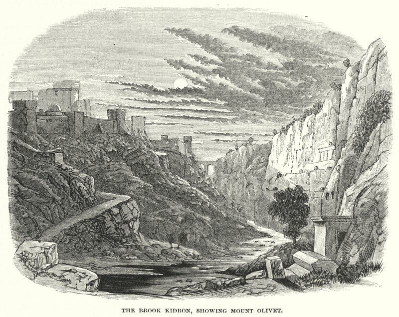 The Brook Kidron, som viser Mount Olivet (gravering) av English School