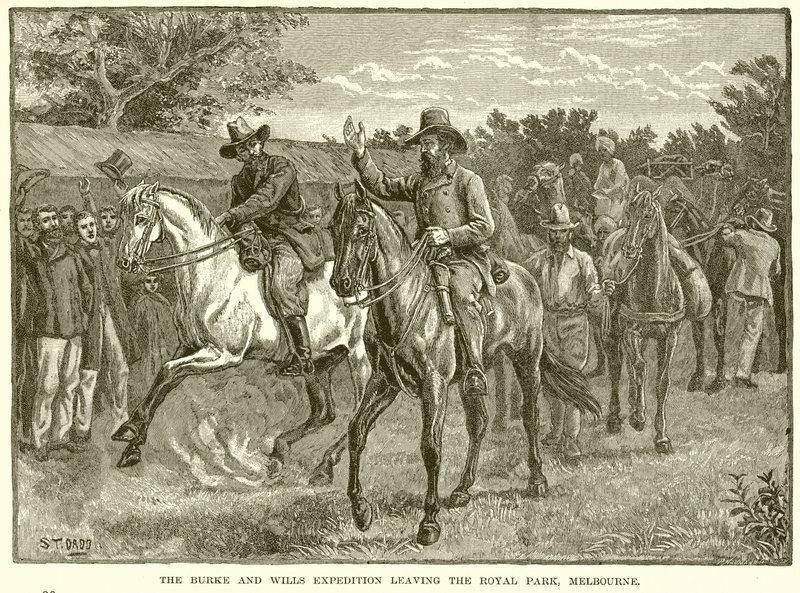 Burke og Wills-ekspedisjonen forlater Royal Park, Melbourne av English School