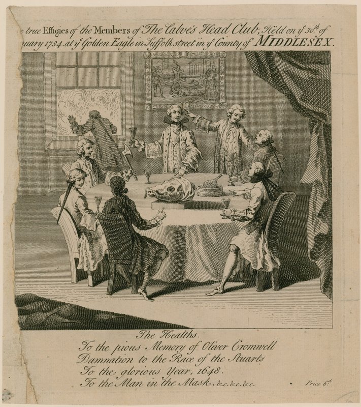 The Calves Head Club, holdt 30. januar 1734 på Golden Eagle i Suffolk Street av English School
