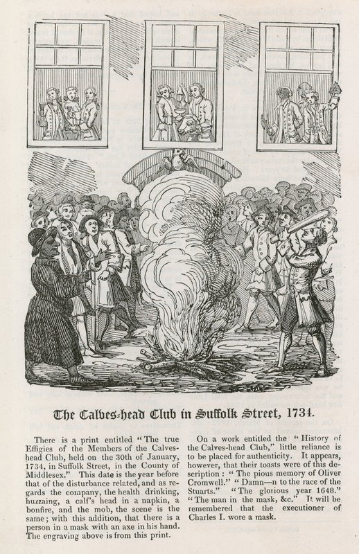 The Calves Head Club i Suffolk Street, 1734 av English School