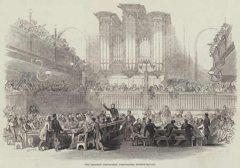 Chartistkonvensjonen, John-Street, Fitzroy-Square (gravering) av English School