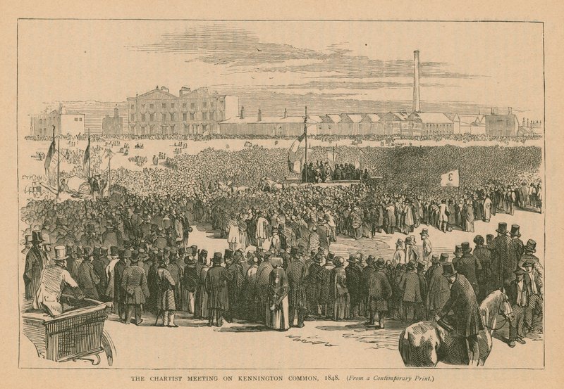 Chartistmøtet på Kennington Common i 1848 av English School