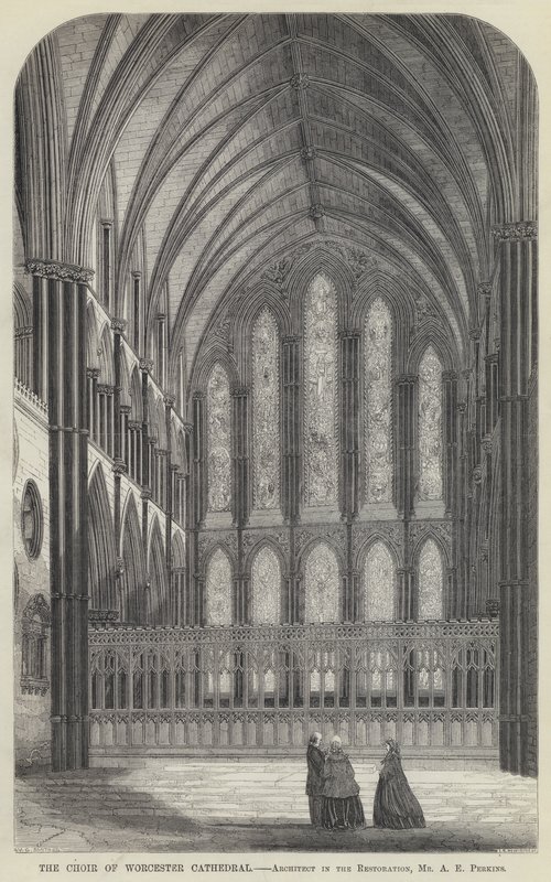 The Choir of Worcester Cathedral (gravering) av English School