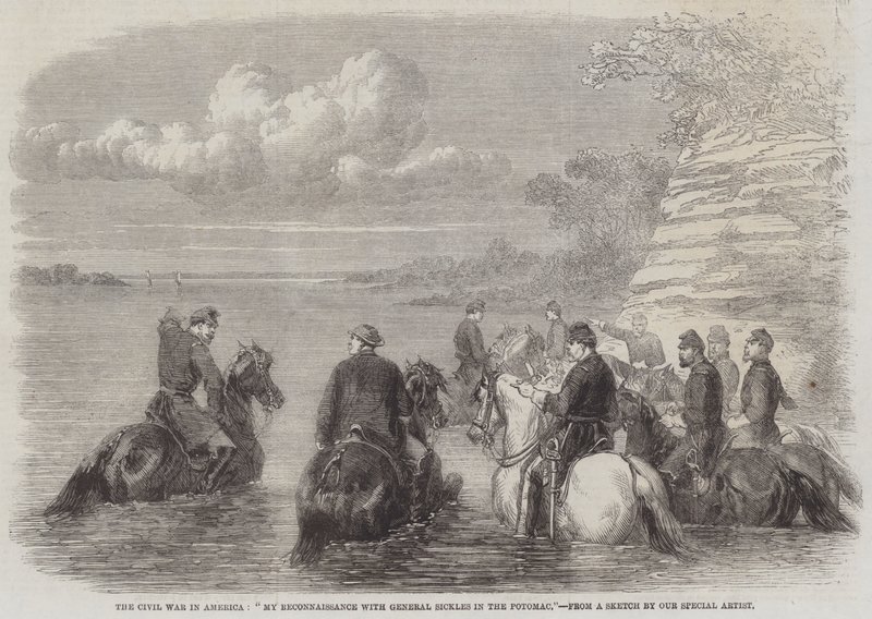 Borgerkrigen i Amerika, "My Reconnaissance with General Sickles in the Potomac" (gravering) av English School