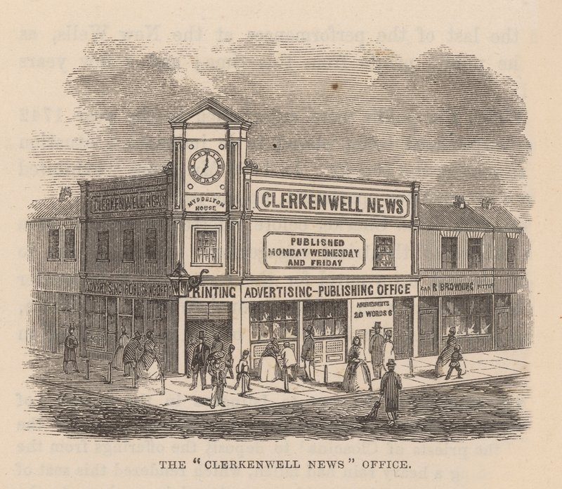 Clerkenwell News-kontoret, Clerkenwell, London av English School