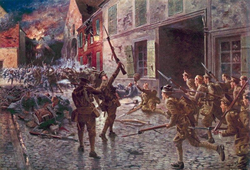 Coldstream-vaktene ved Landrecies, august 1914 av English School