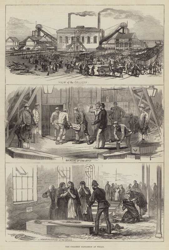 Colliery Explosion at Wigan (gravering) av English School