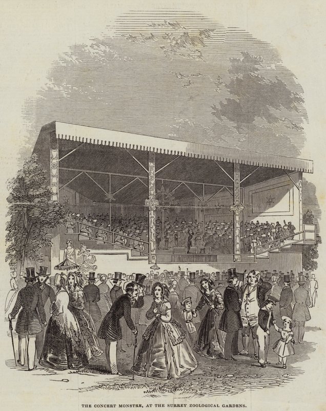 The Concert Monstre, ved Surrey Zoological Gardens (gravering) av English School