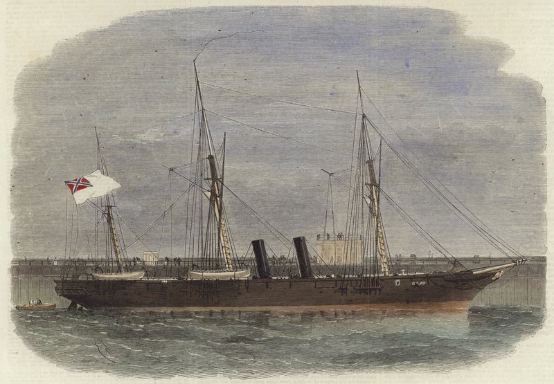 Konføderasjonens skruedamper Rappahannock som ligger ved Calais Pier av English School