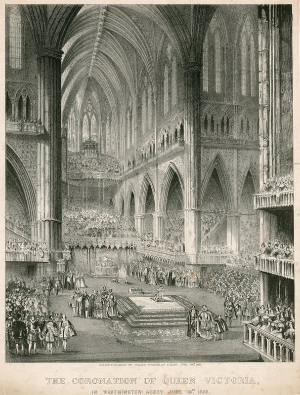 Kroningen av dronning Victoria i Westminster Abbey, 28. juni 1838 av English School