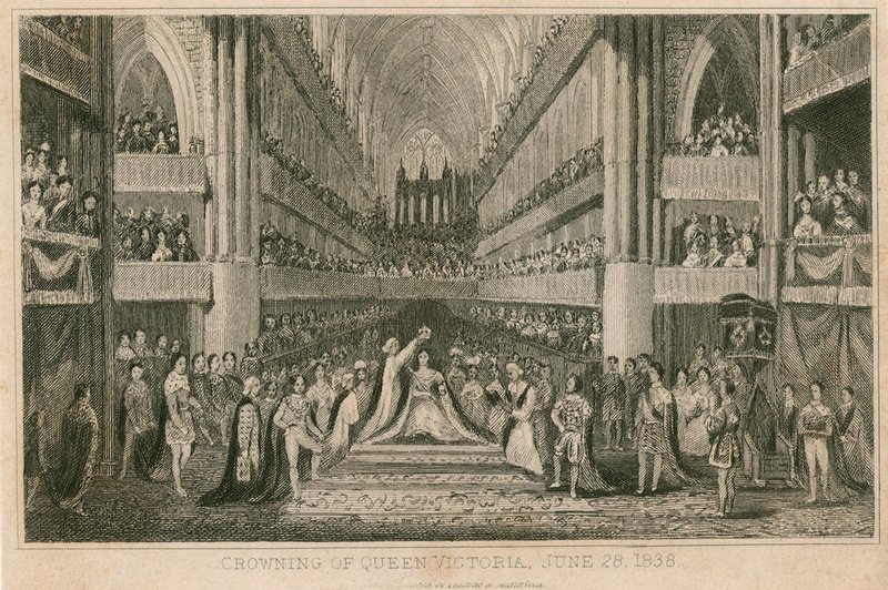Kroningen av dronning Victoria i Westminster Abbey, 28. juni 1838 av English School