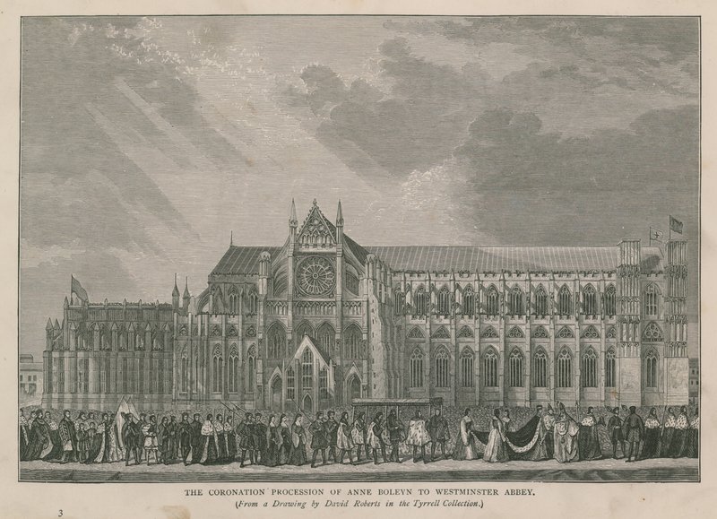 Kroningsprosesjonen til Anne Boleyn til Westminster Abbey av English School