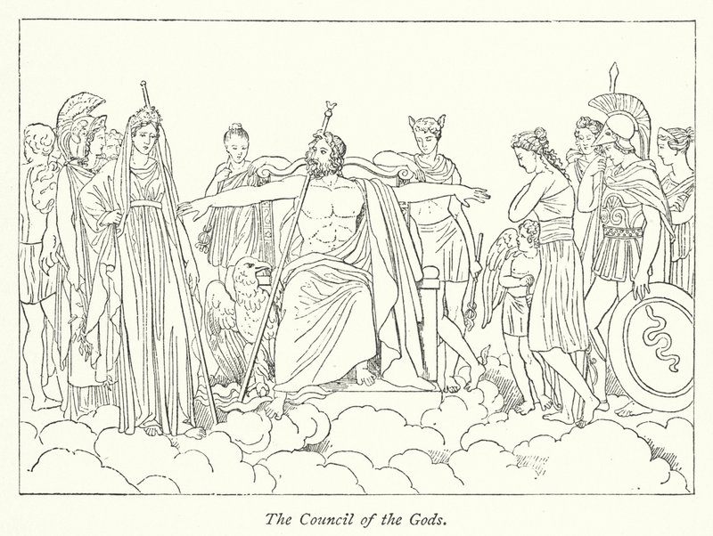 The Council of the Gods (litho) av English School
