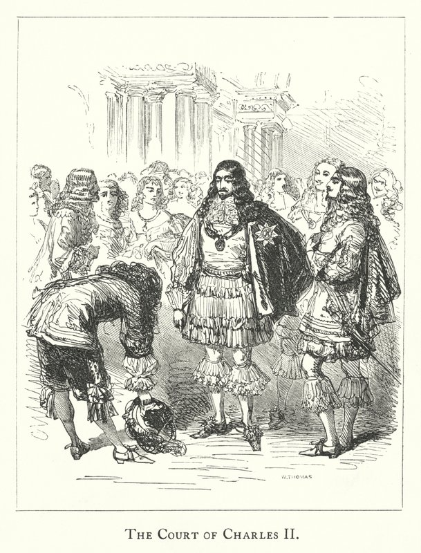 Retten til Charles II (gravering) av English School