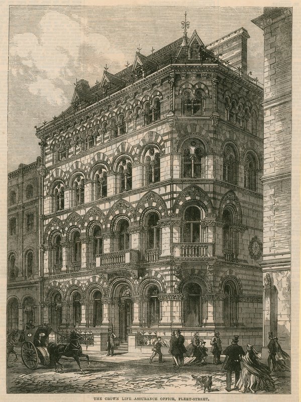 Crown Life Assurance Office, Fleet Street, London av English School