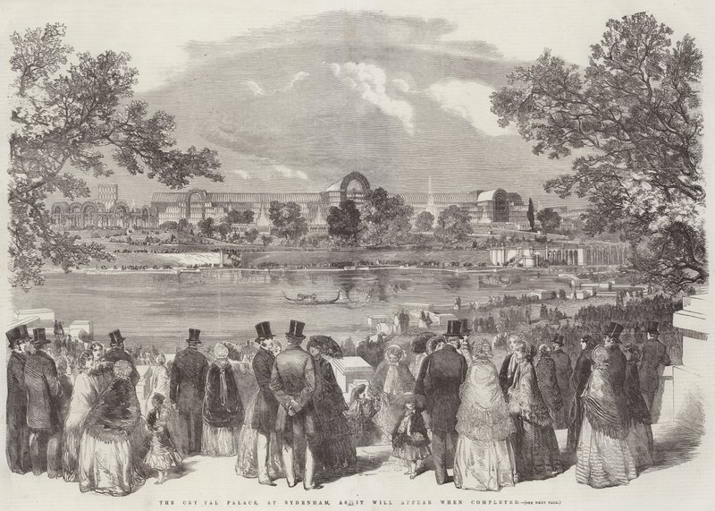 Crystal Palace, på Sydenham, slik det vil se ut når det er ferdig (gravering) av English School
