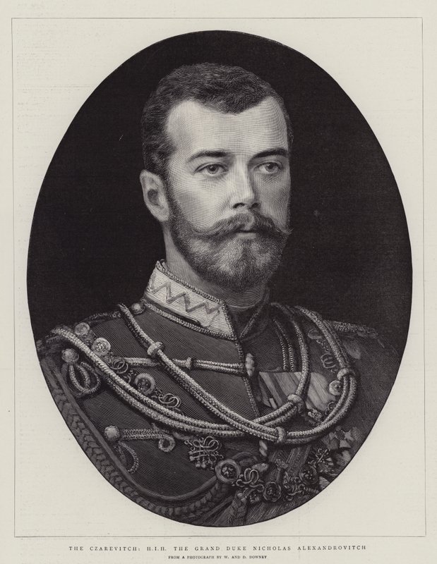 The Czarevitch, HIH storhertug Nicholas Alexandrovitch (gravering) av English School