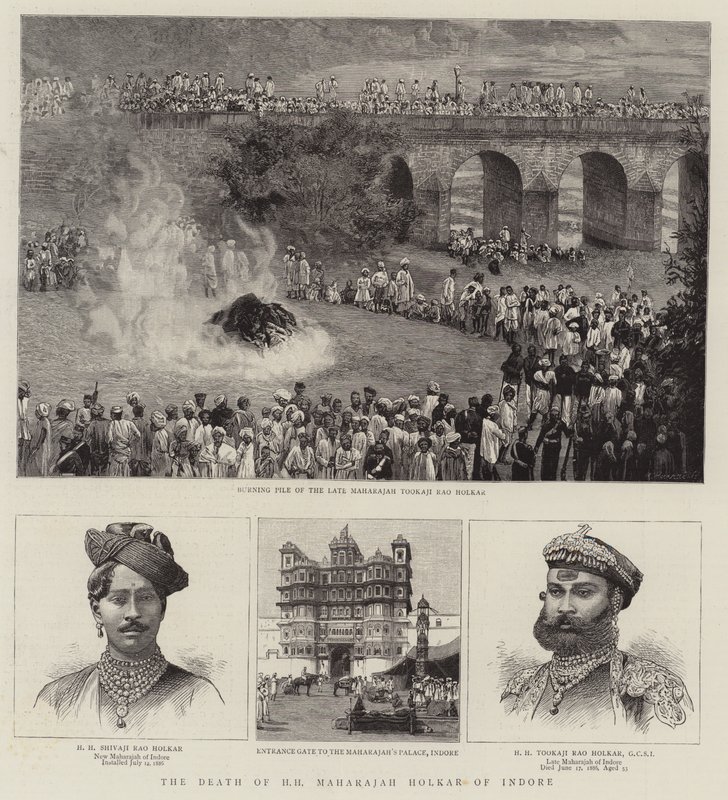 Døden til HH Maharajah Holkar fra Indore (gravering) av English School