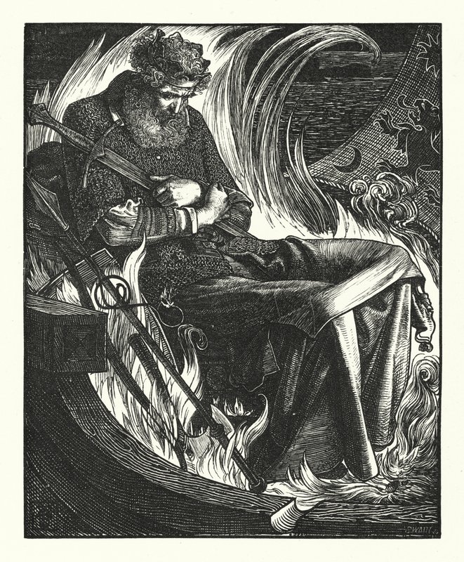 The Death of King Warwolf (gravering) av English School